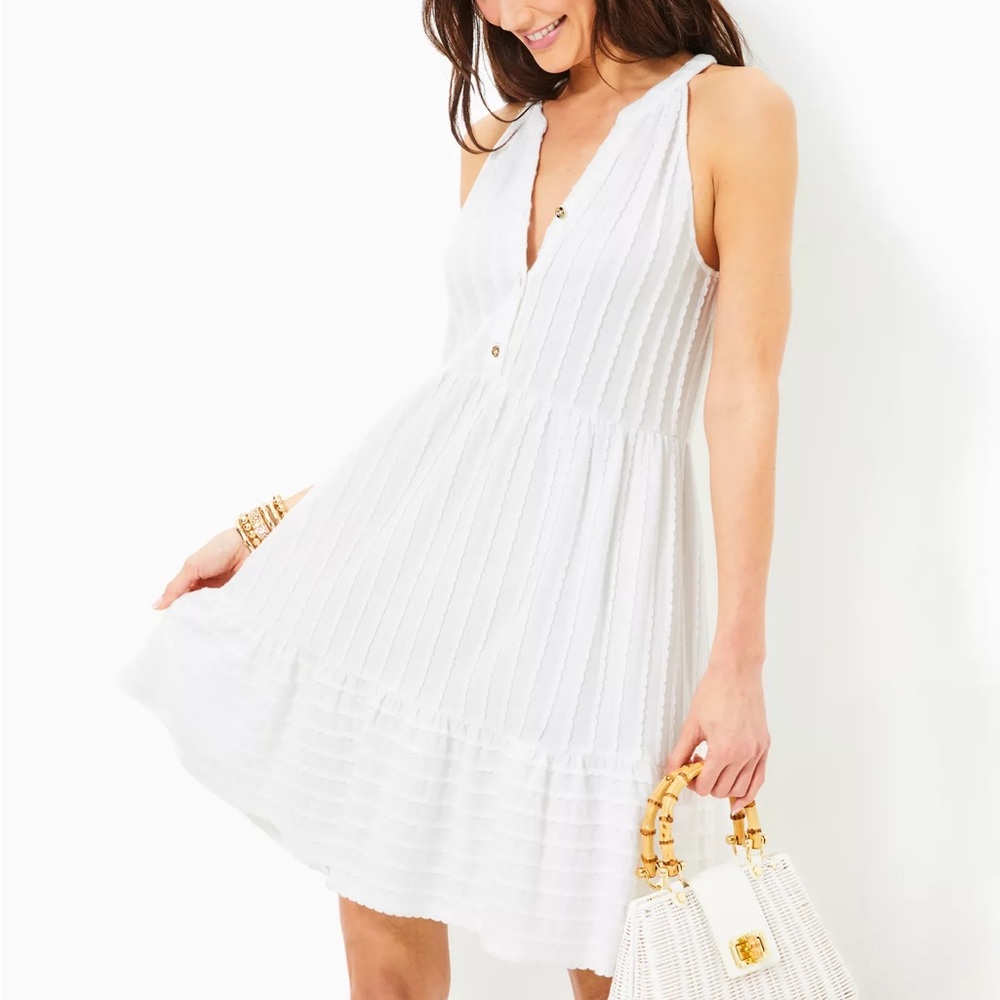 Lilly Pulitzer White Sleeveless V-Neck Sundress
